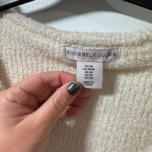 Cozy Cream Sweater with Pink and Red Hearts - Picture 2 of 3